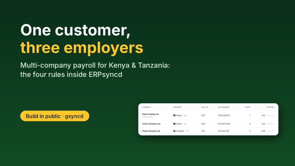 One customer, three employers: multi-company payroll for Kenya and Tanzania in ERPsyncd