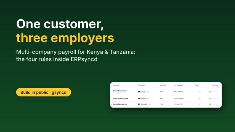 One customer, three employers: multi-company payroll for Kenya and Tanzania in ERPsyncd